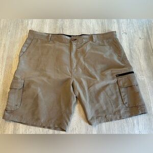 Burnside Men's Big & Tall Kahki Performance Shorts Size 46 Cargo Tech Pockets